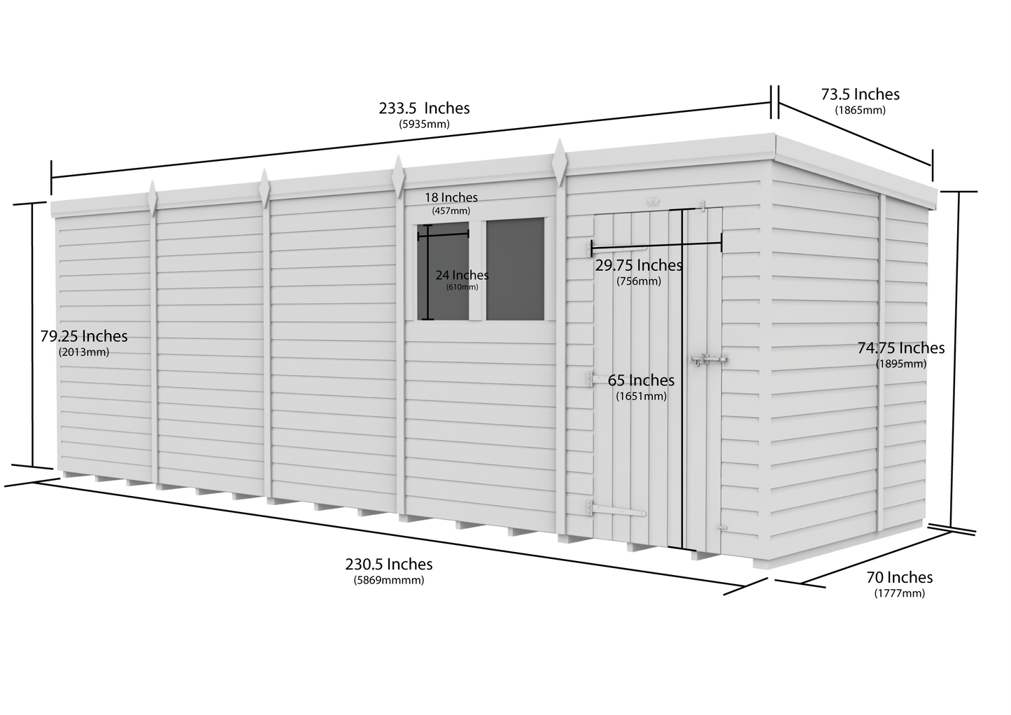 20 x 6  Security Pent Shed - view 5