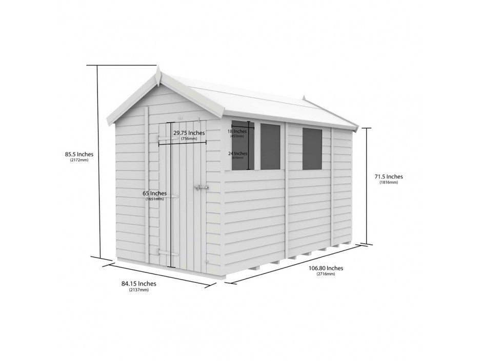 7 x 9 Apex Shed (Double Door, With Windows) - view 3
