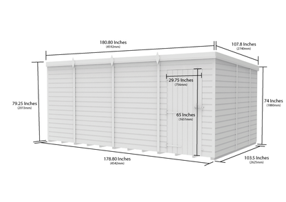 15 x 9 Pent Shed (Single Door, No Windows) - Pent Shed