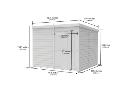 7 x 9 Pent Shed (Double Door, No Windows) - view 6