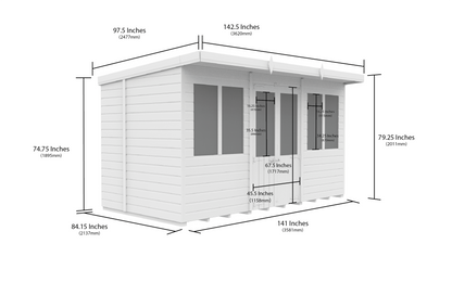 12 x 7 Pent Summer House - view 3