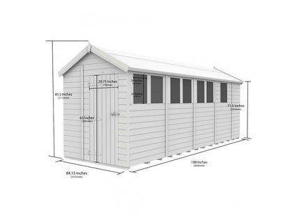 7 x 17 Apex Shed (Single Door, No Windows) - view 3