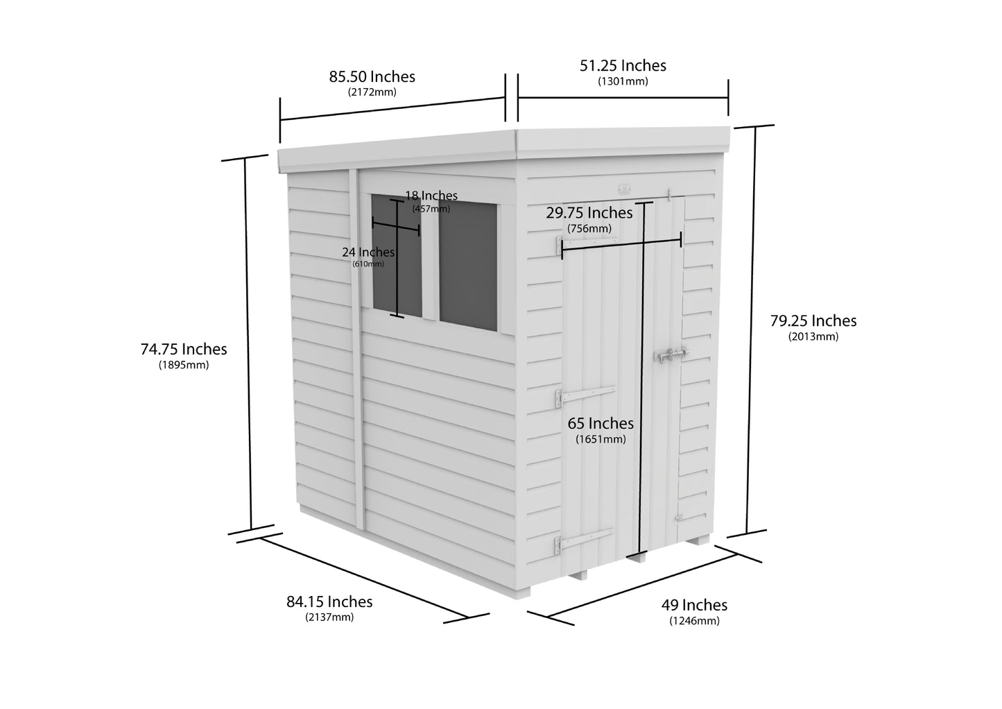 4 x 7 Security Pent Shed - view 5
