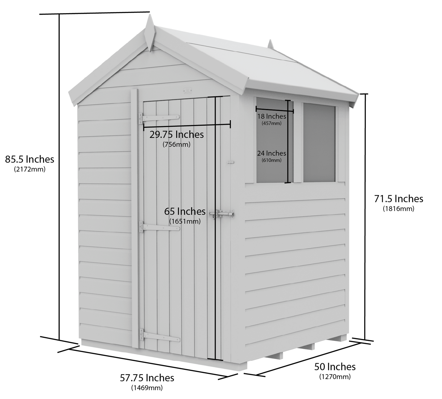 5 x 4 Apex Shed (Single Door, No Windows) - view 6
