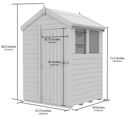 5 x 4 Apex Shed (Single Door, No Windows) - view 6