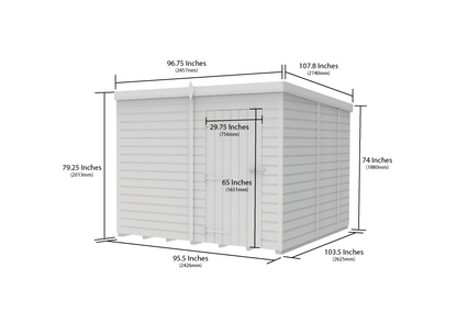 8 x 9 Pent Shed (Single Door, No Windows) - view 3
