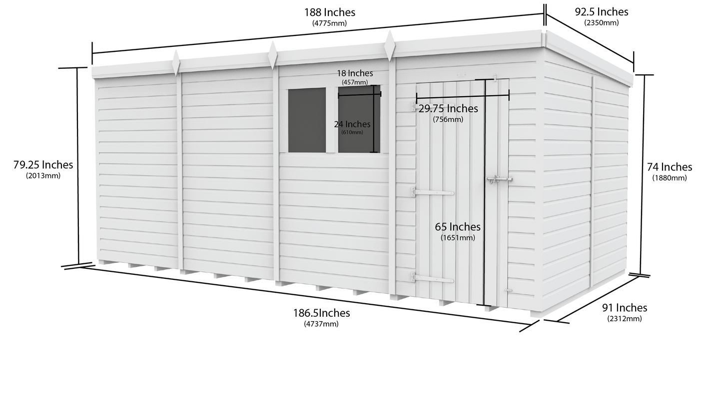 16 x 8 Security Pent Shed - view 5