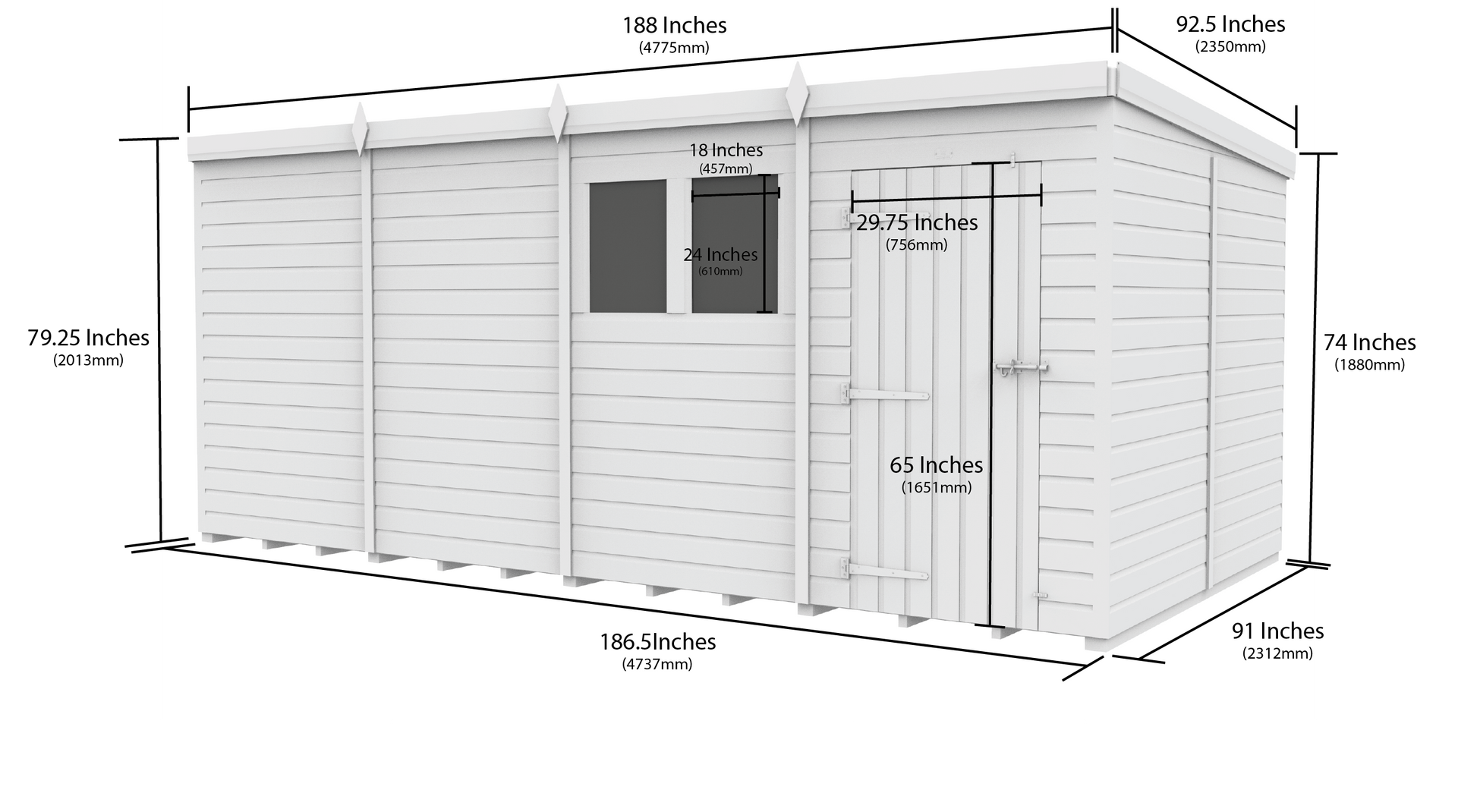 16 x 8 Security Pent Shed - view 5