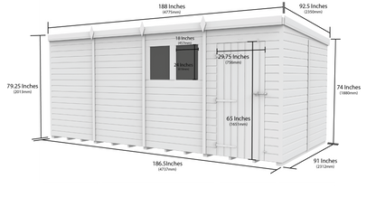 16 x 8 Security Pent Shed - view 5