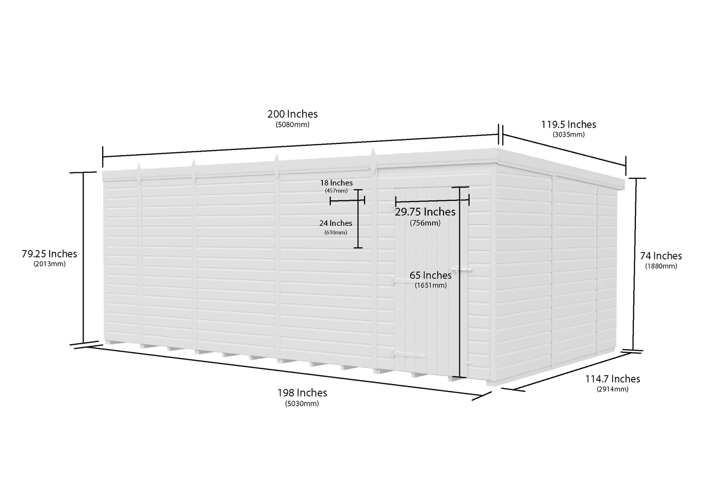 17 x 10 Pent Shed (Single Door, No Windows) - view 6