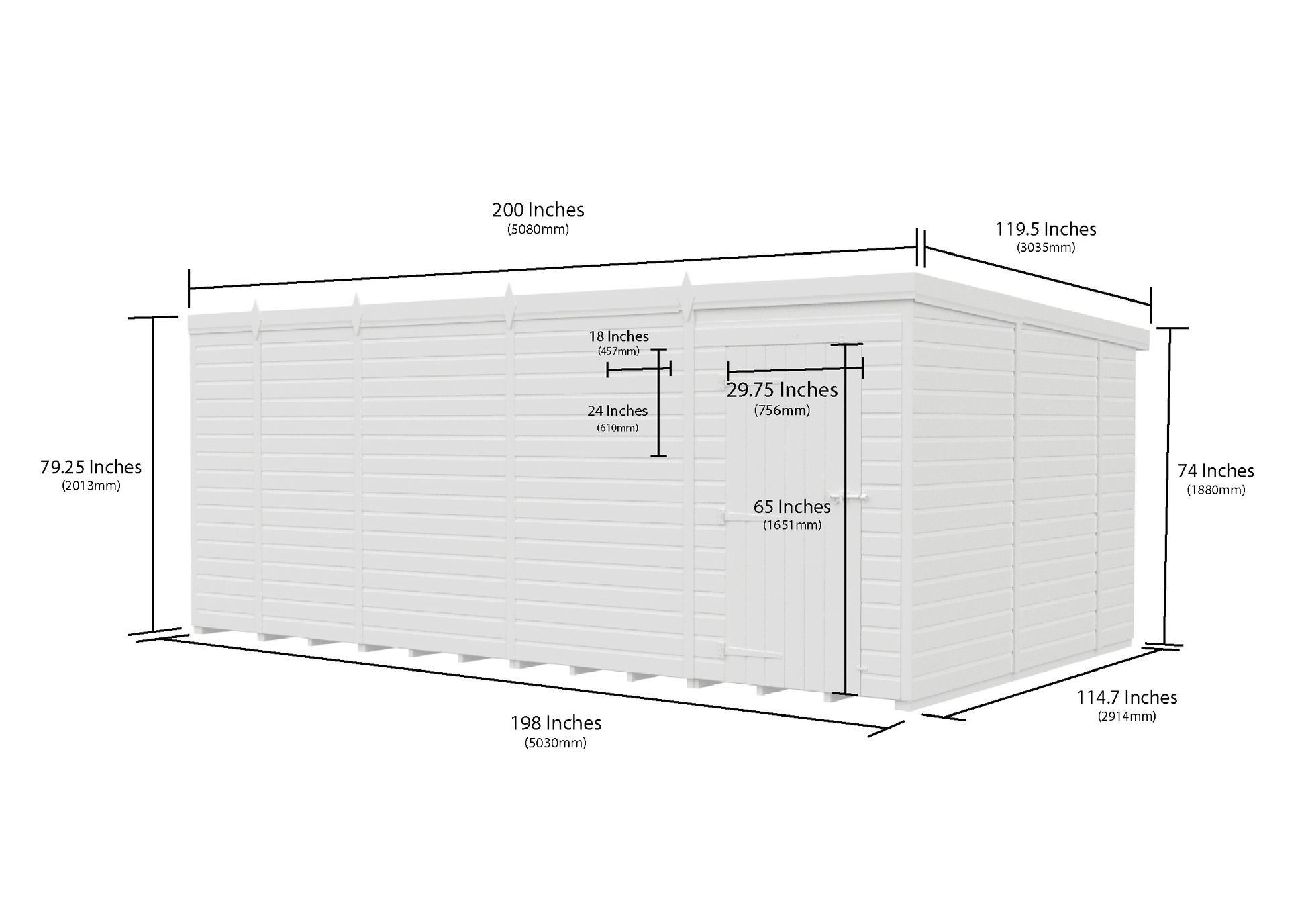 17 x 10 Pent Shed (Single Door, No Windows) - view 6