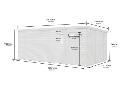 17 x 10 Pent Shed (Single Door, No Windows) - view 6