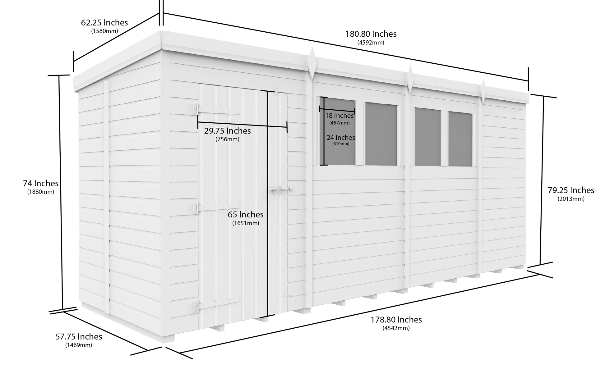 15 x 5 Security Pent Shed - view 5