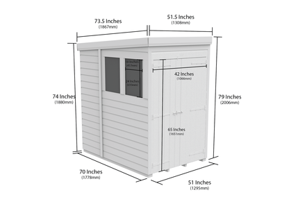 4 x 6 Pent Shed (Double Door, With Windows) - view 3