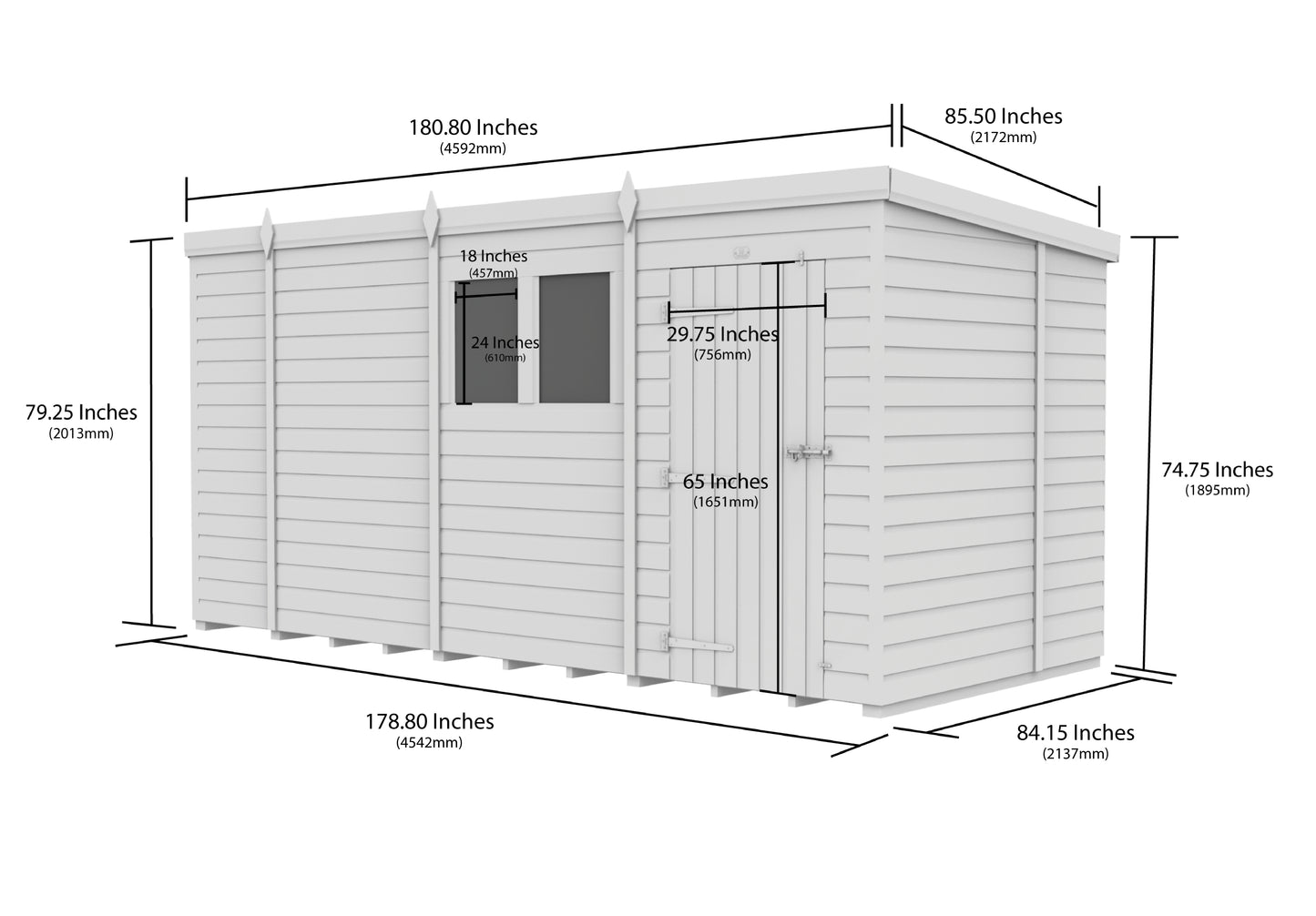 15 x 7 Security Pent Shed - Security Pent Shed