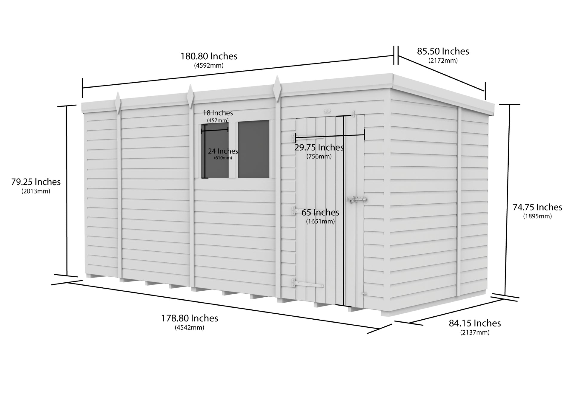 15 x 7 Security Pent Shed - Security Pent Shed