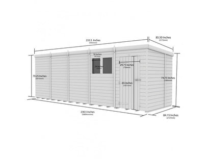 20 x 7 Pent Shed (Single Door, No Windows) - view 6