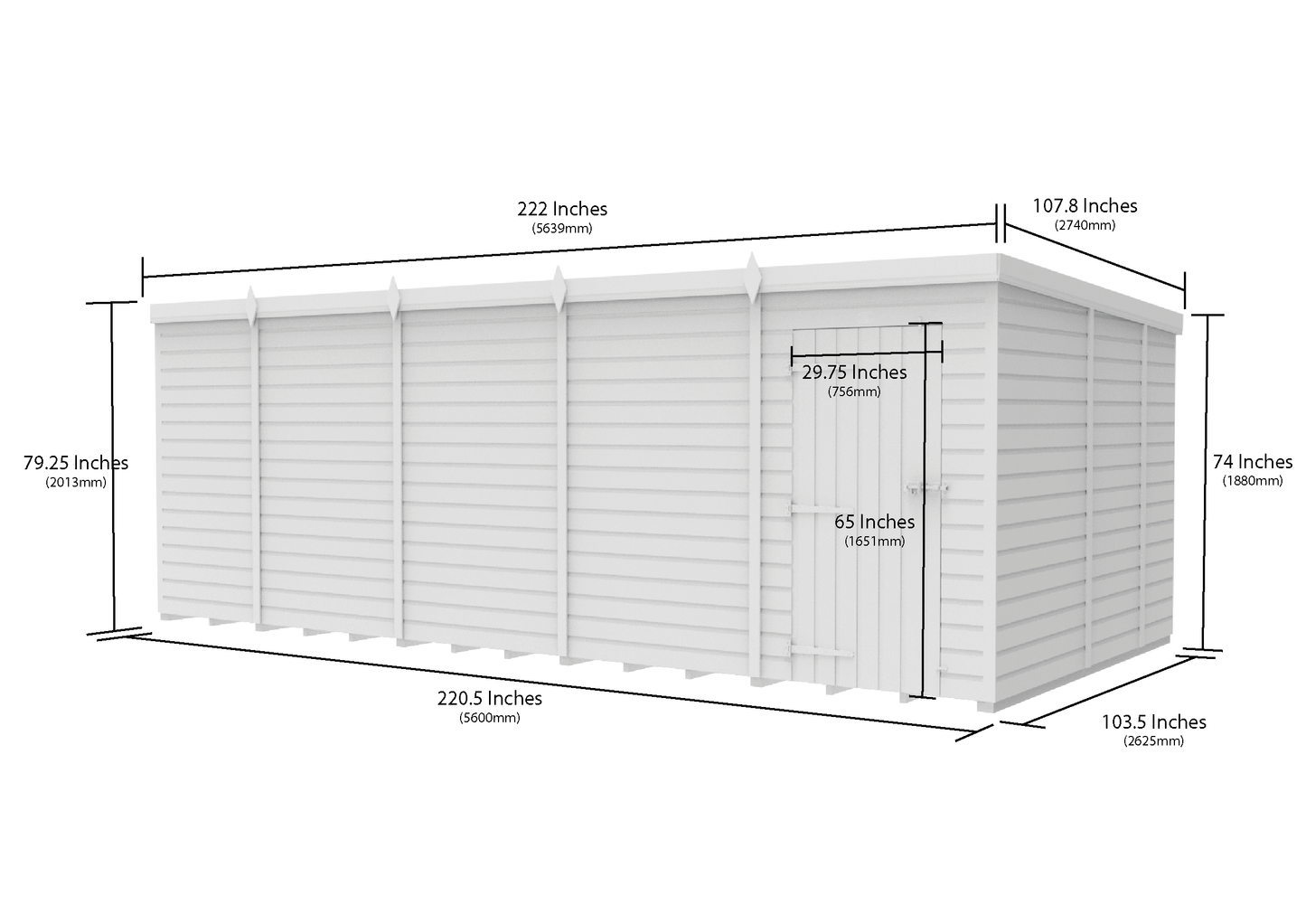 19 x 9 Pent Shed (Single Door, No Windows) - Pent Shed