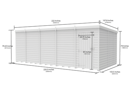 19 x 9 Pent Shed (Single Door, No Windows) - Pent Shed