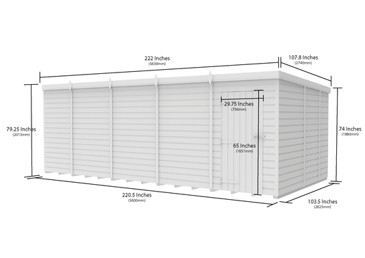 19 x 9 Pent Shed (Single Door, No Windows) - Pent Shed