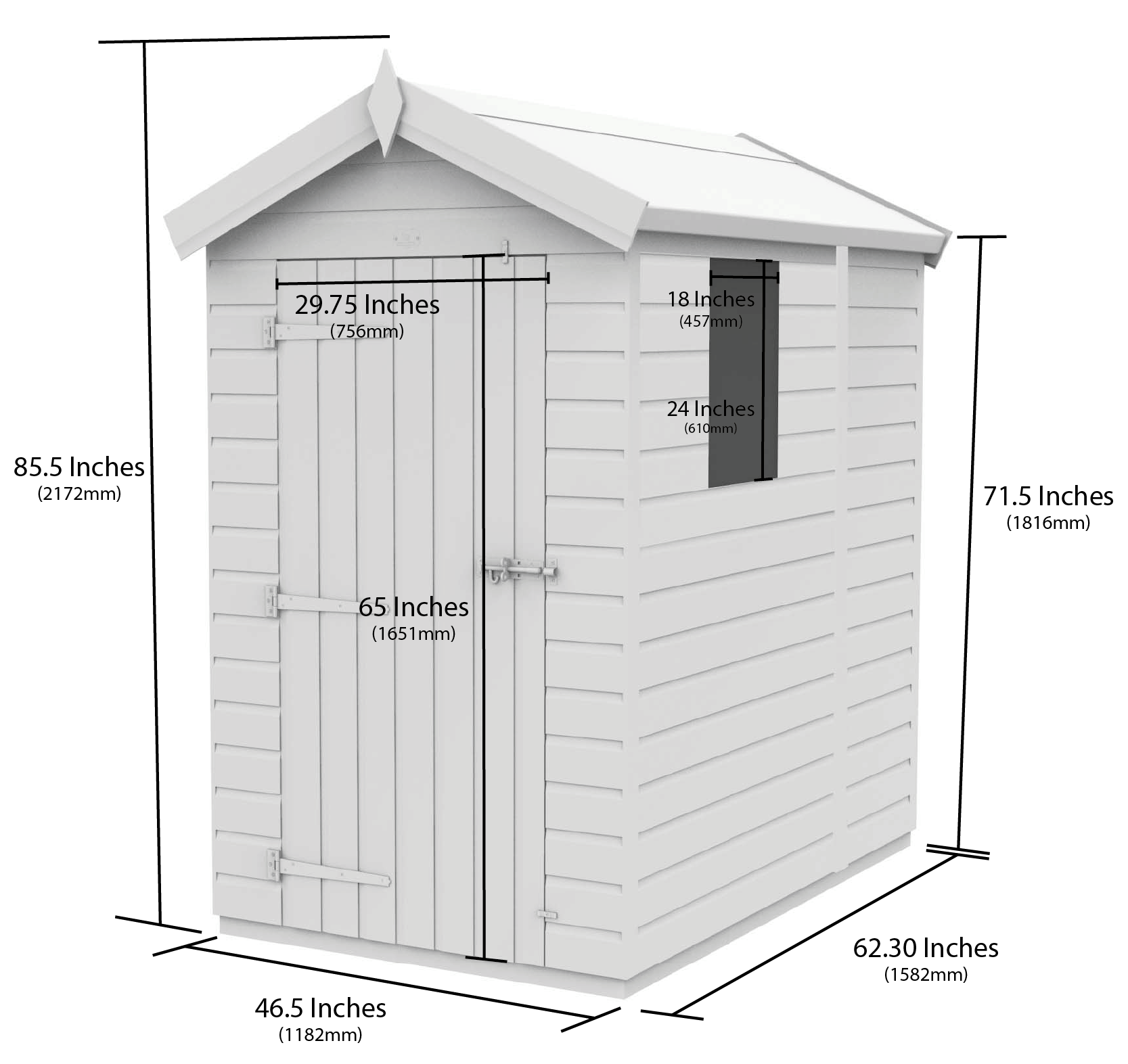 4 x 5 Apex Shed (Single Door, No Windows) - view 3