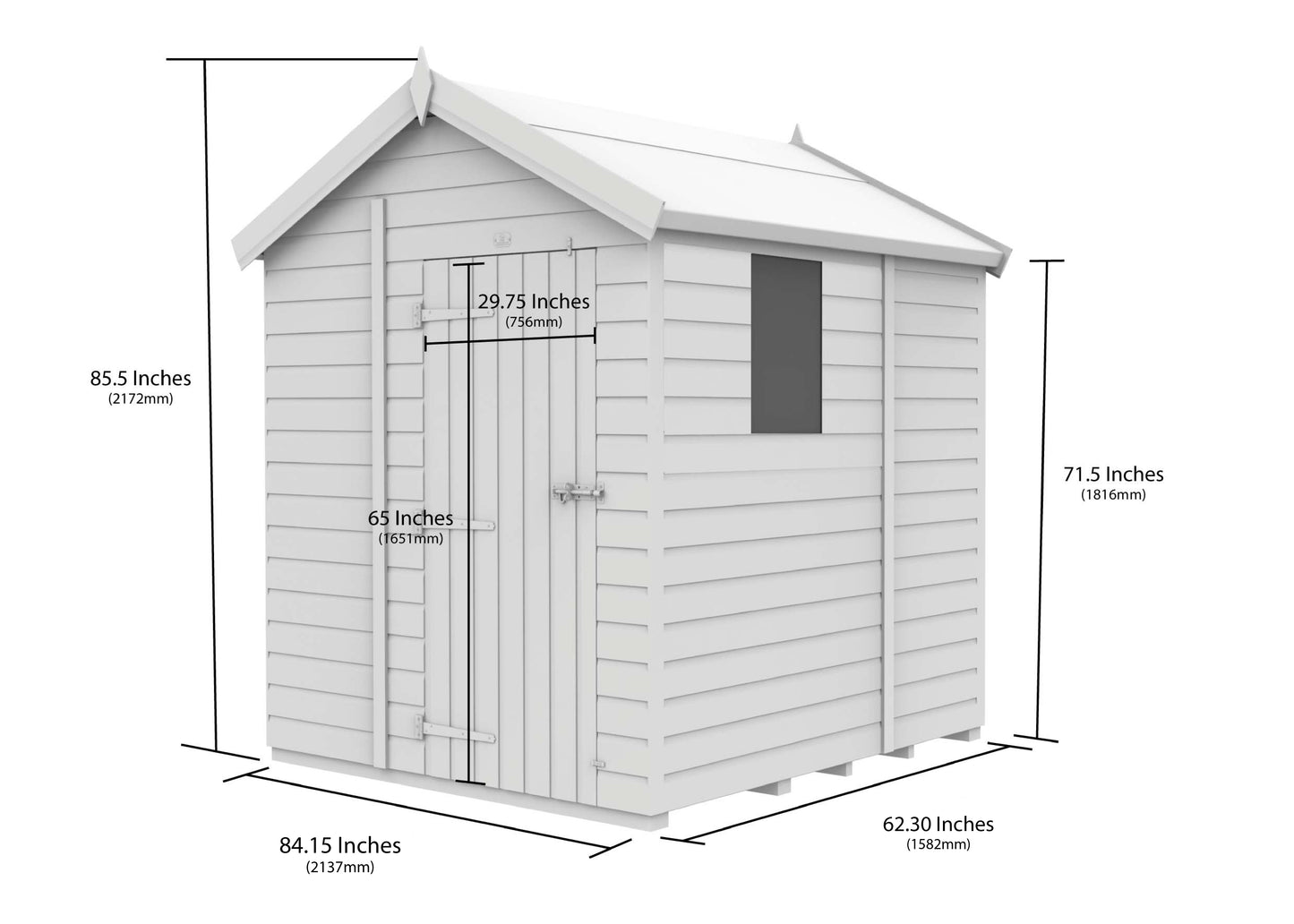 7 x 5 Apex Security Shed - view 6