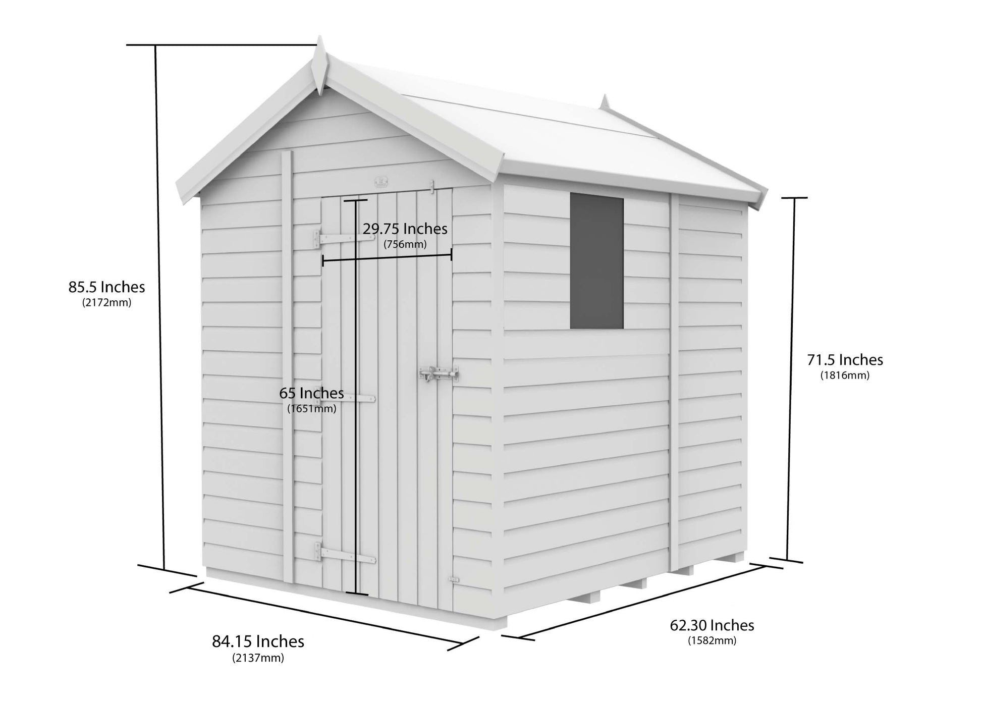 7 x 5 Apex Security Shed - view 6