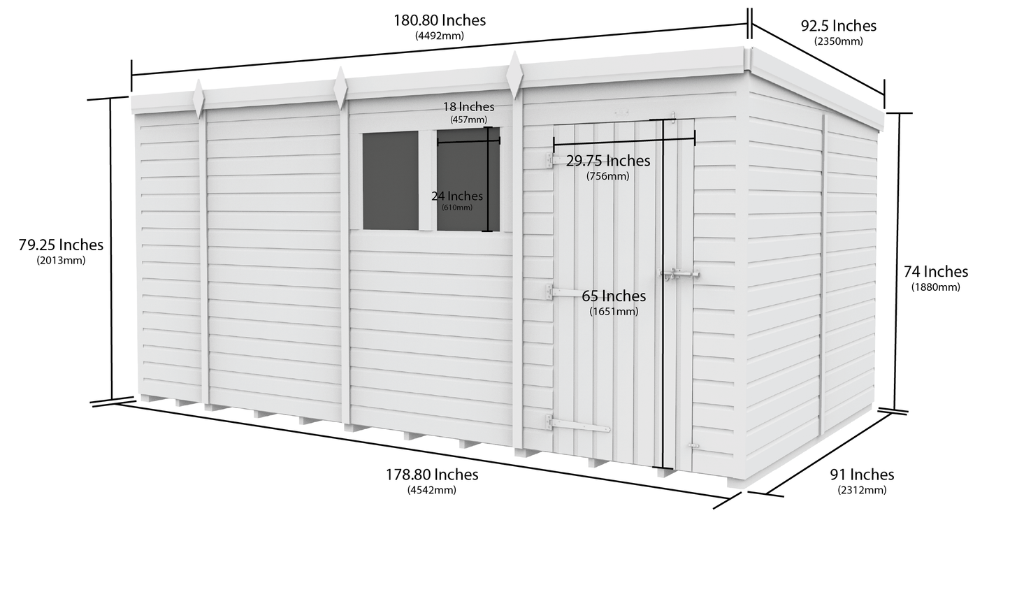 15 x 8 Security Pent Shed - view 3