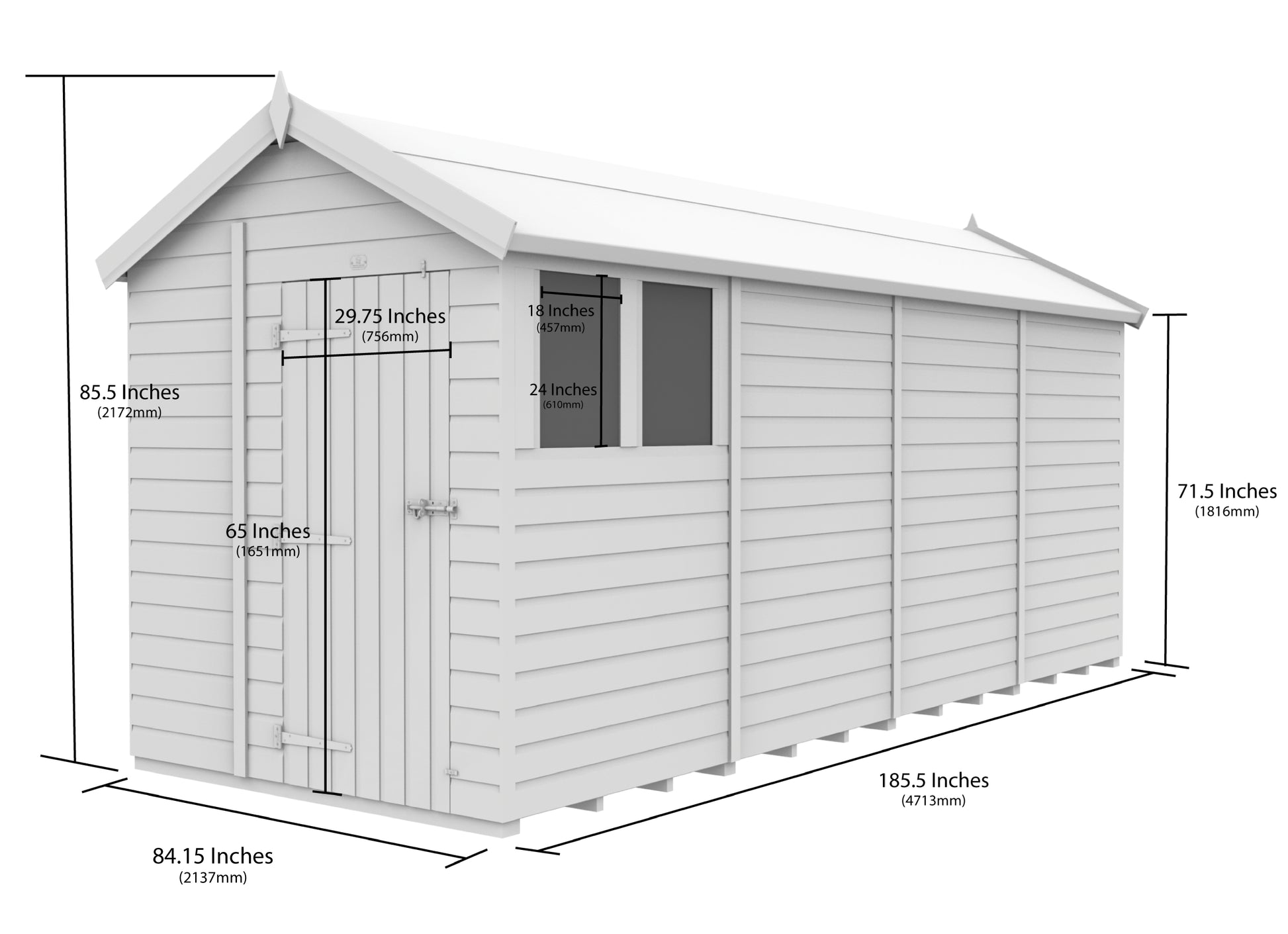 7 x 16 Apex Security Shed - view 3