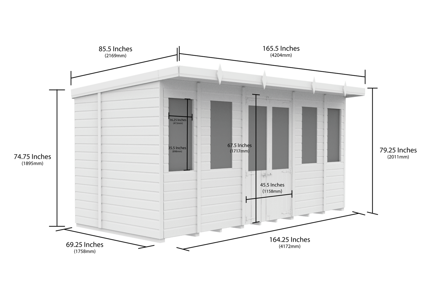 14 x 6 Pent Summer House - view 3