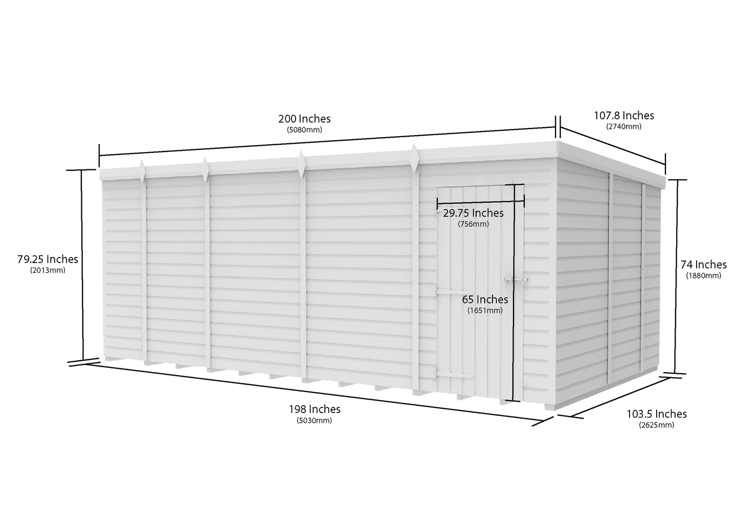 17 x 9 Pent Shed (Single Door, No Windows) - Pent Shed