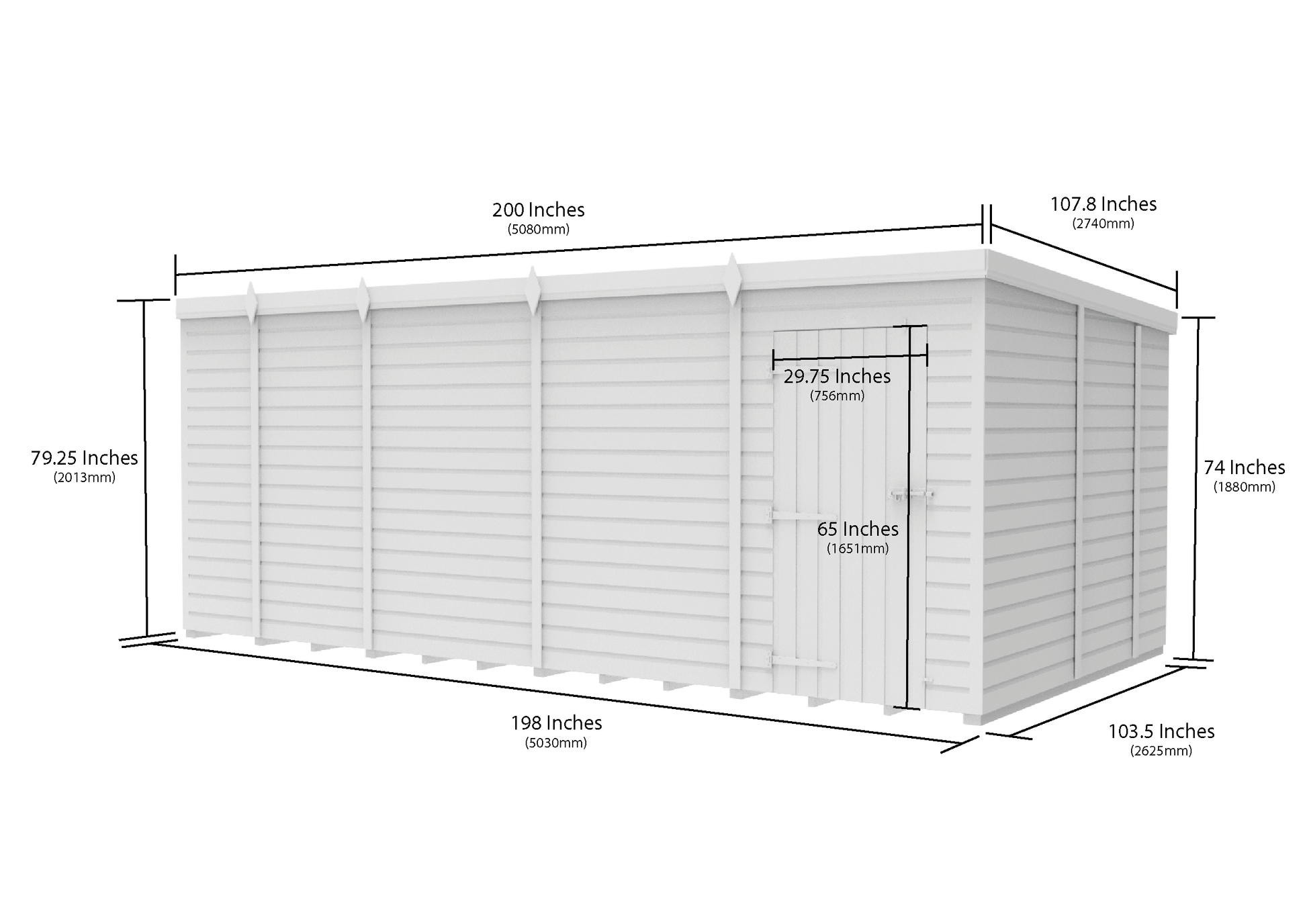 17 x 9 Pent Shed (Single Door, No Windows) - Pent Shed