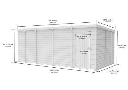 17 x 9 Pent Shed (Single Door, No Windows) - Pent Shed