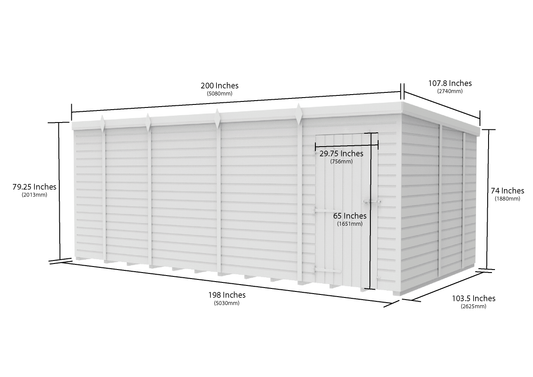 17 x 9 Pent Shed (Single Door, No Windows) - Pent Shed