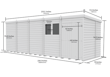 20 x 6 Pent Shed (Double Door, With Windows) - view 3