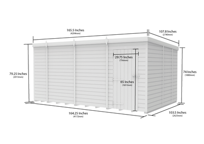 14 x 9 Pent Shed (Single Door, No Windows) - view 3
