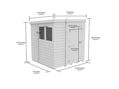 5 x 6 Pent Shed (Single Door, With Windows) - view 3