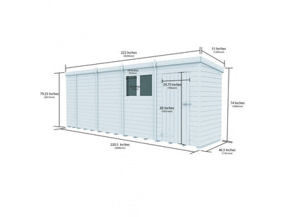 19 x 4 Pent Shed (Double Door, No Windows) - view 5
