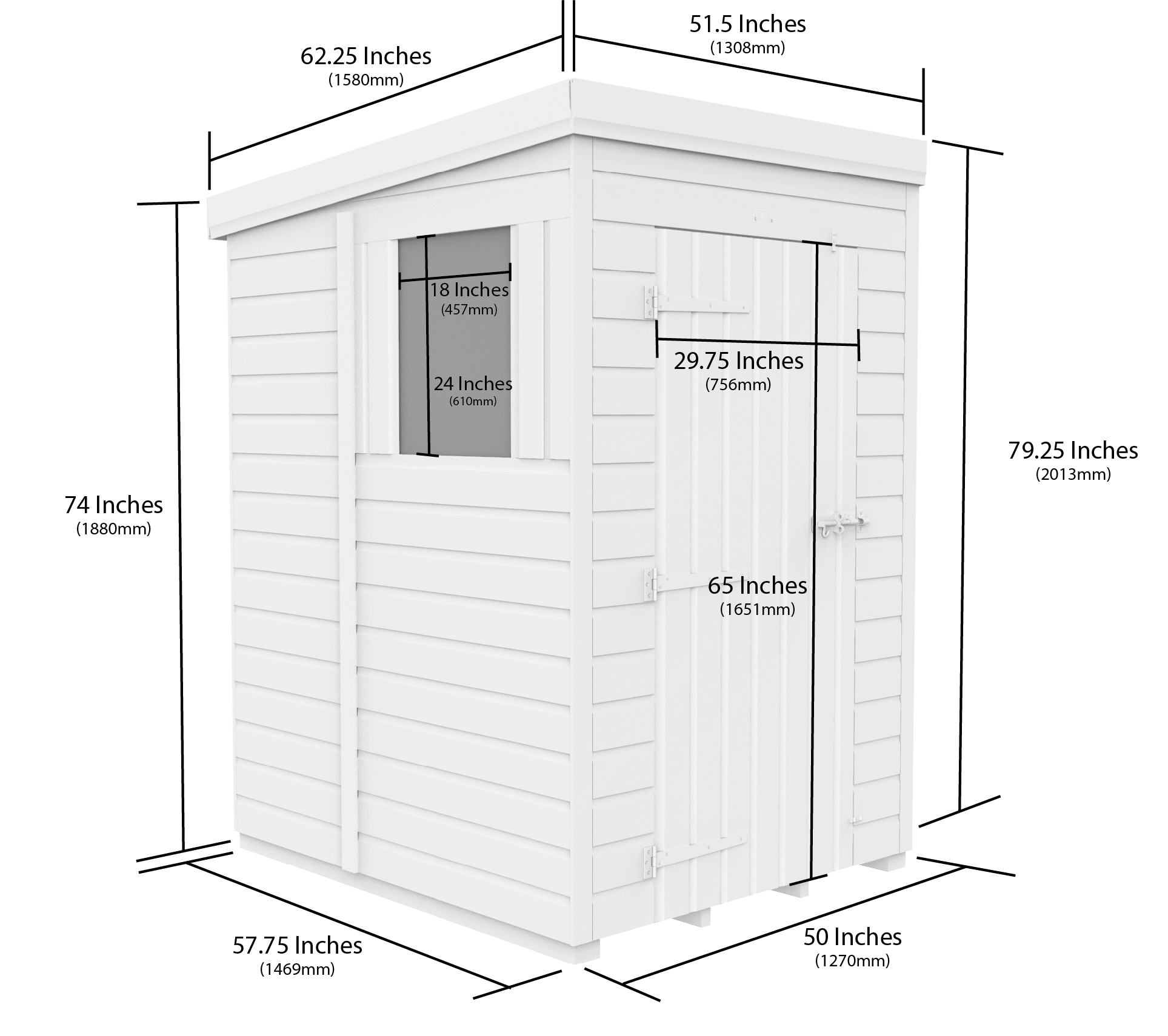 4 x 5 Pent Shed (Double Door, No Windows) - Pent Shed