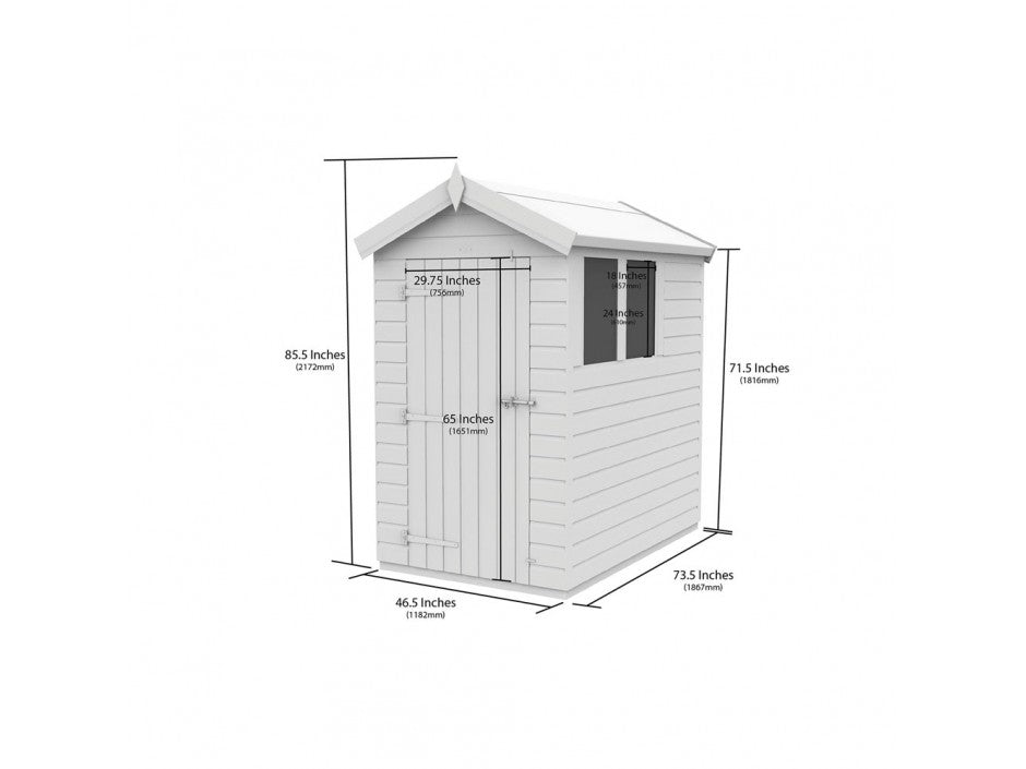 4 x 6 Apex Shed (Double Door, With Windows) - view 3