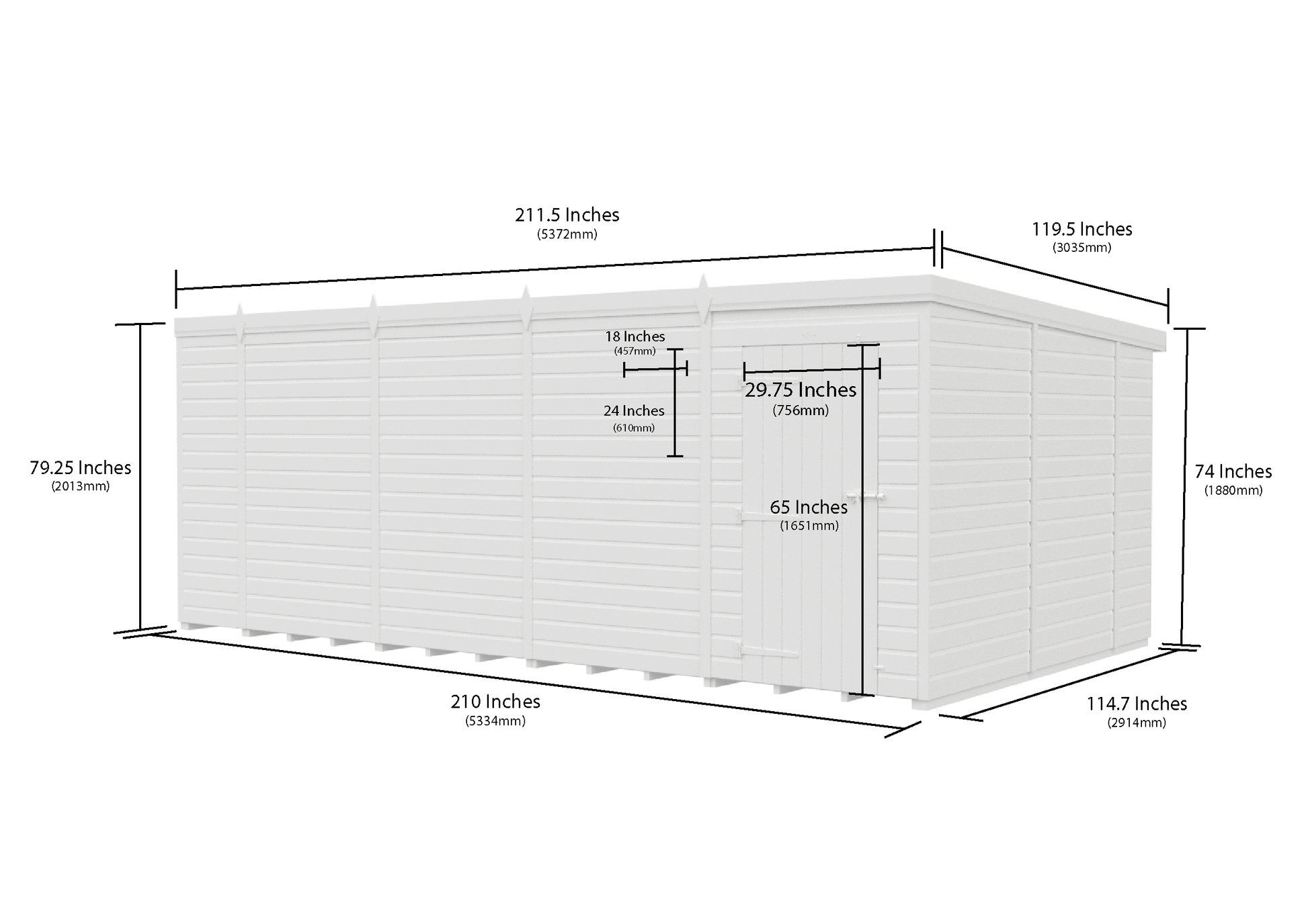 18 x 10 Pent Shed (Single Door, No Windows) - view 6