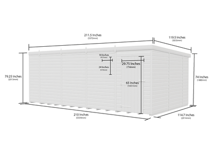 18 x 10 Pent Shed (Single Door, No Windows) - view 6