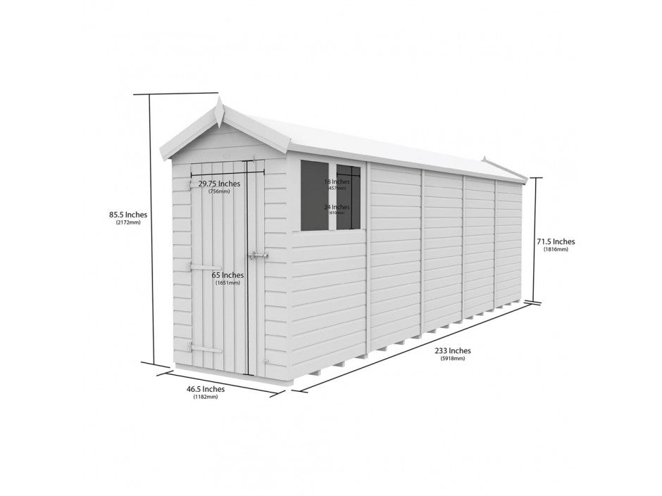 4 x 20 Apex Shed (Single Door, No Windows) - view 3