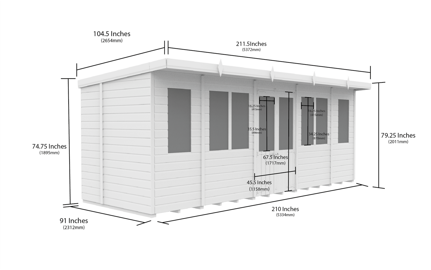 18 x 8 Pent Summer House - view 4
