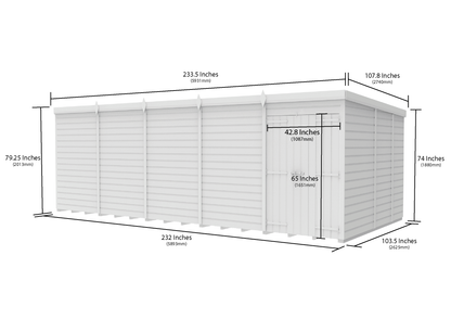 20 x 9 Pent Shed (Double Door, No Windows) - view 6