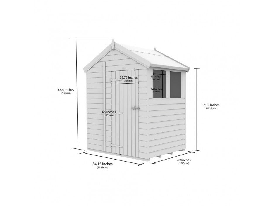 7 x 4 Apex Shed (Double Door, With Windows) - view 3