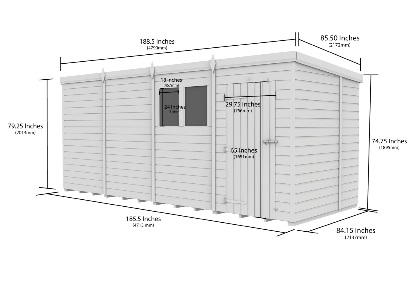 16 x 7 Security Pent Shed - view 6