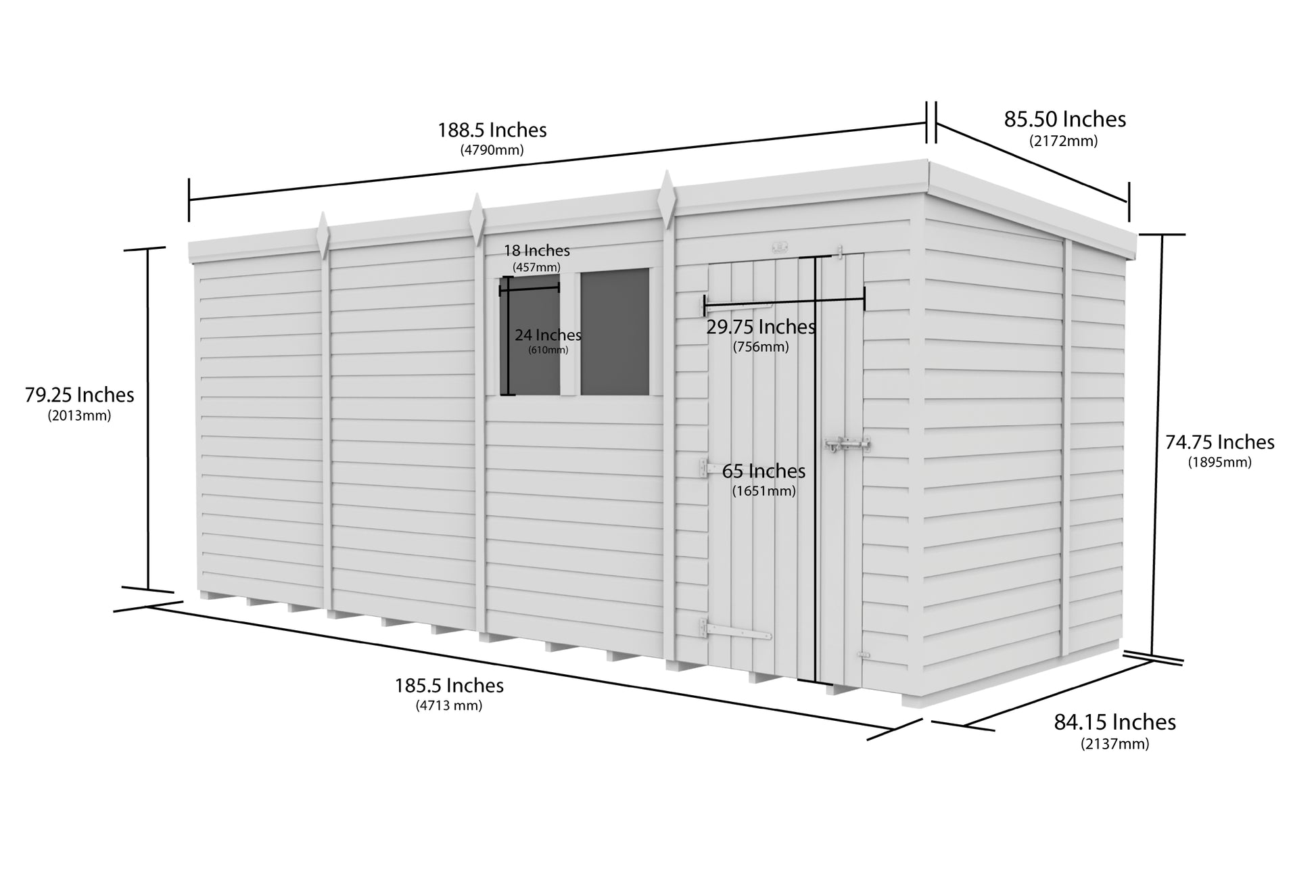 16 x 7 Security Pent Shed - view 6