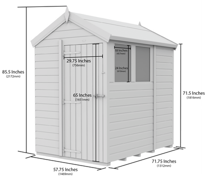 5 x 6 Apex Shed (Single Door, No Windows) - view 3