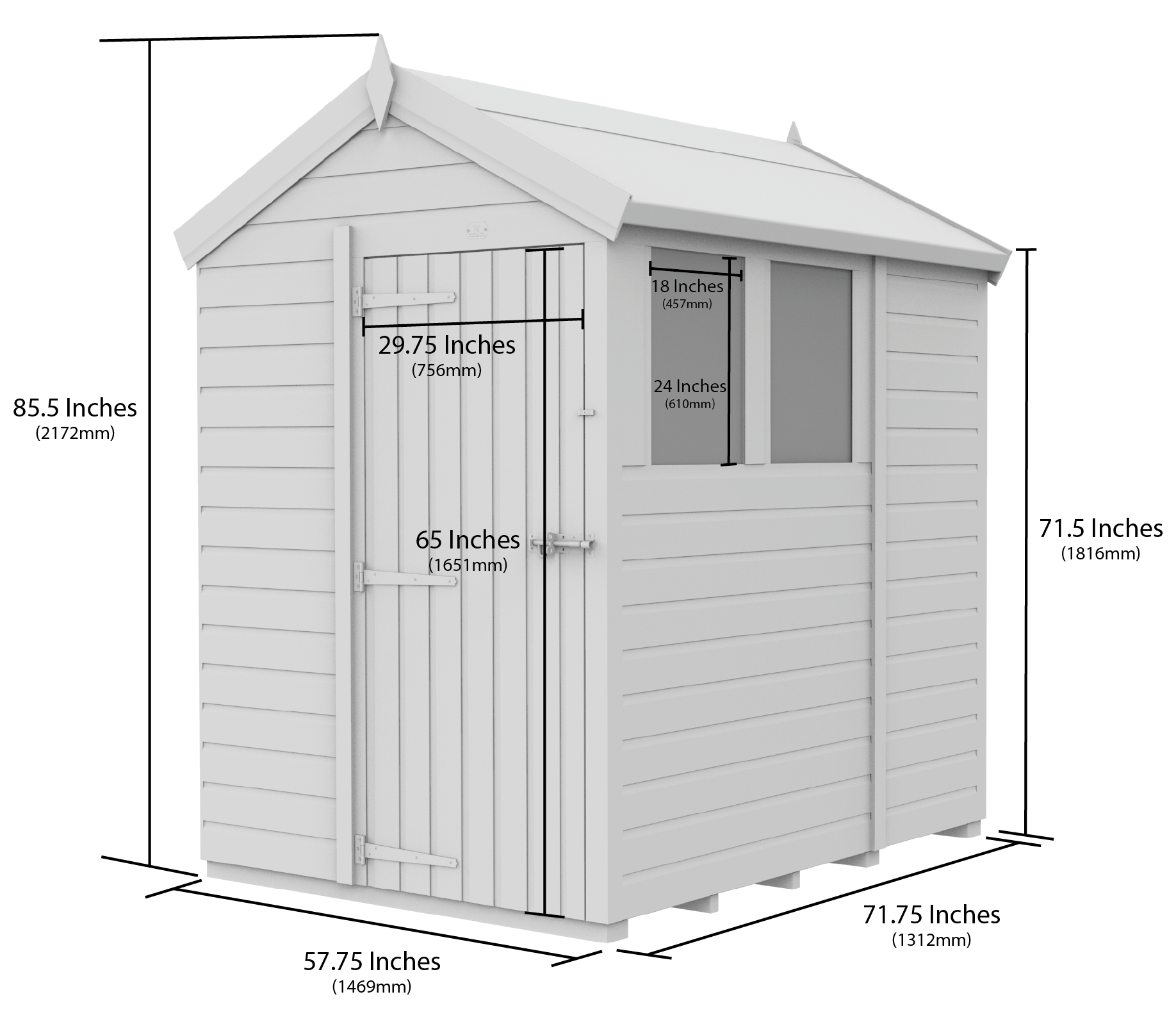5 x 6 Apex Shed (Single Door, With Windows) - view 4